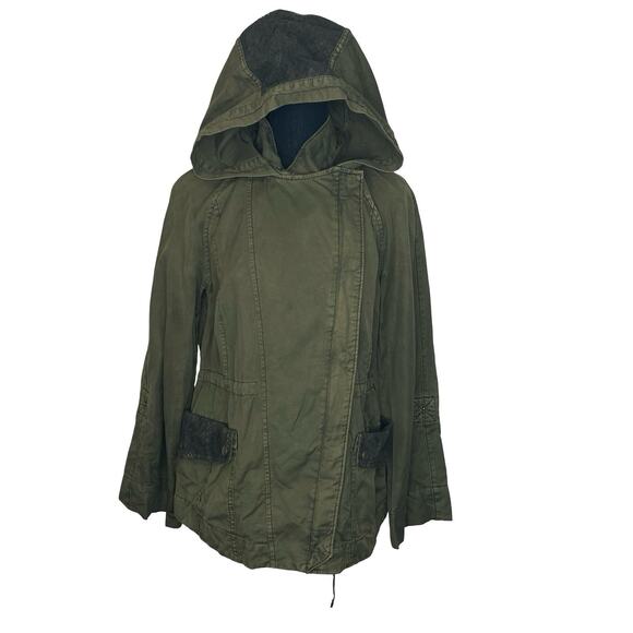 Anthropologie Hei Hei Olive Jacket Women's Small Lace Green Anorak Utility - Picture 1 of 16